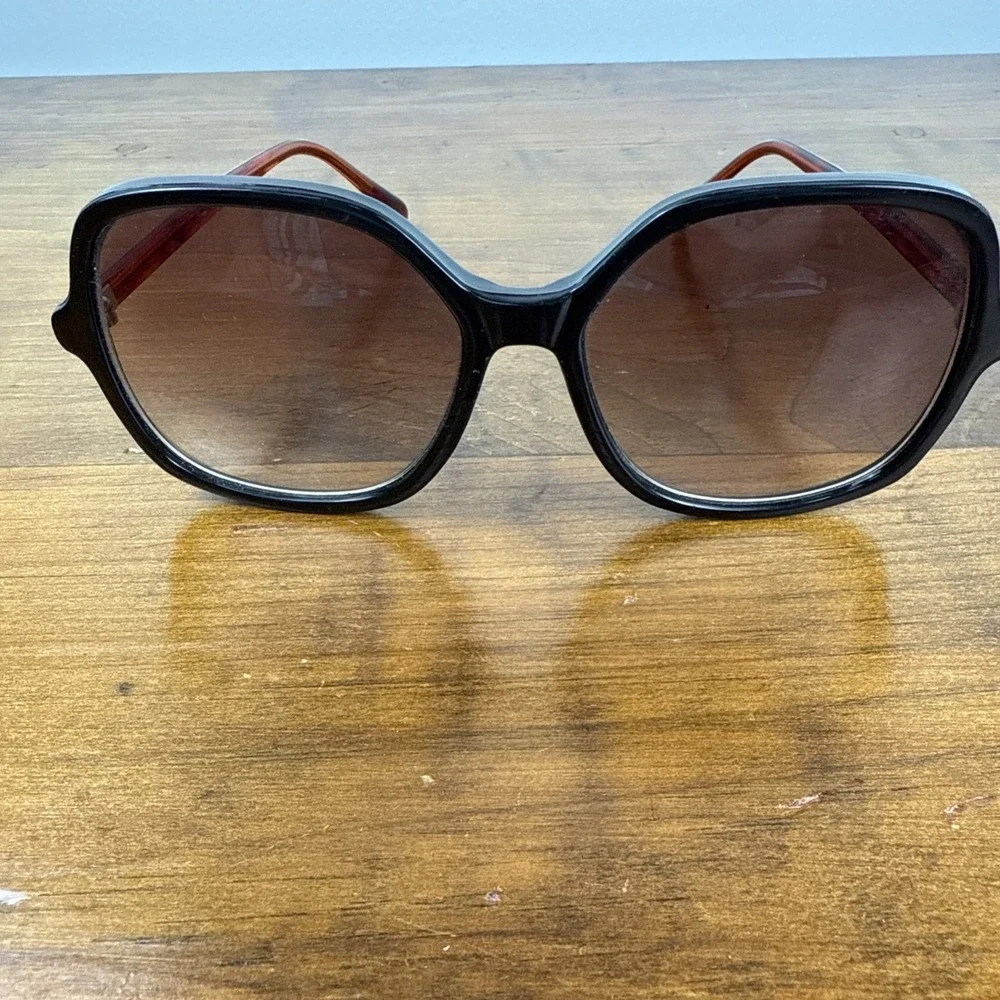 Vintage Oversized Rectangular Sunglasses Black & Tortoiseshell Brown Lenses